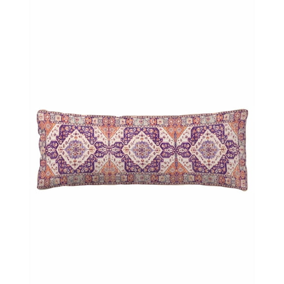Orange Purple Boho Body Pillow Cover 20 x 54 Inch Decorative Pillow Cover Ethnic Geometric Southwest Lumbar Pillowcase Seasonal Rectangle Cushion Case for Couch Sofa Bed Living Room