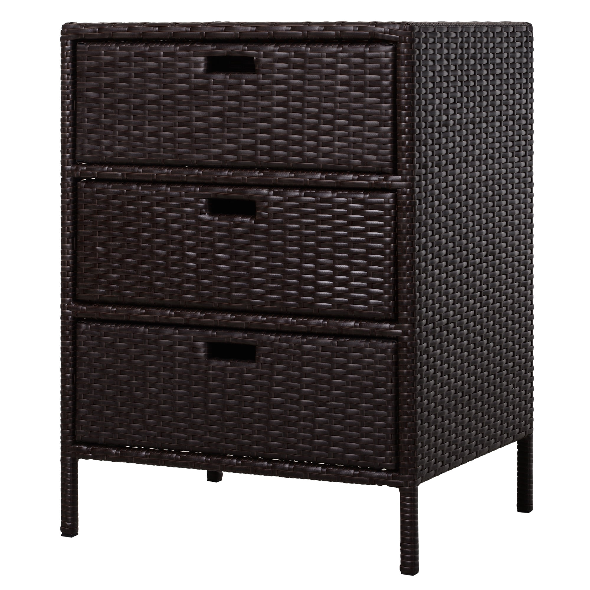 Outsunny 32 Poolside Rattan Wicker Patio Organizer Storage Cabinet Bathroom Storage W 3 Large Drawers Garden Outdoor Walmart Canada