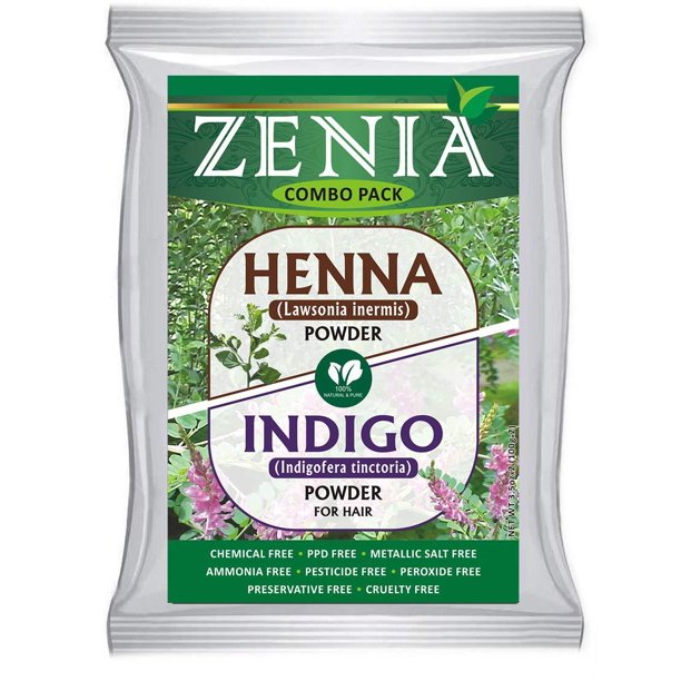 100 grams Zenia Indigo Powder and 100 grams Henna Hair Color Combo Pack