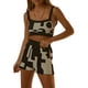 thumbnail image 1 of Txlixc Traje de dos piezas para mujeres, chaleco de punto impreso sin mangas con tirantes y pantalones cortos elásticos Txlixc moda, 1 of 9