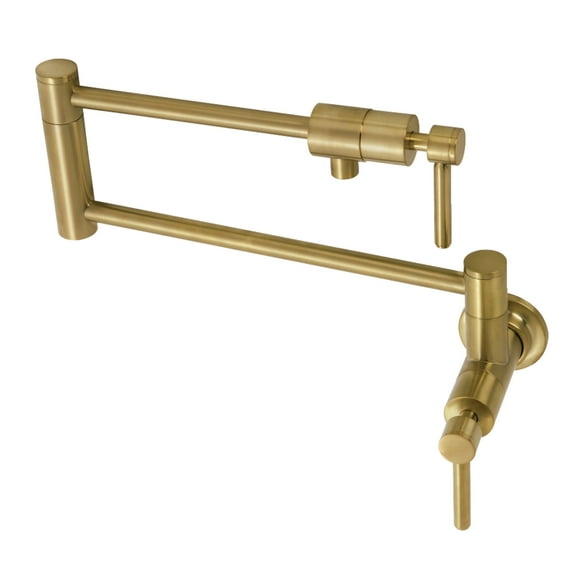 Kingston Brass KS4107DL Concord Two-Handle 1-Hole Wall Mount Pot Filler Faucet in Brushed Brass