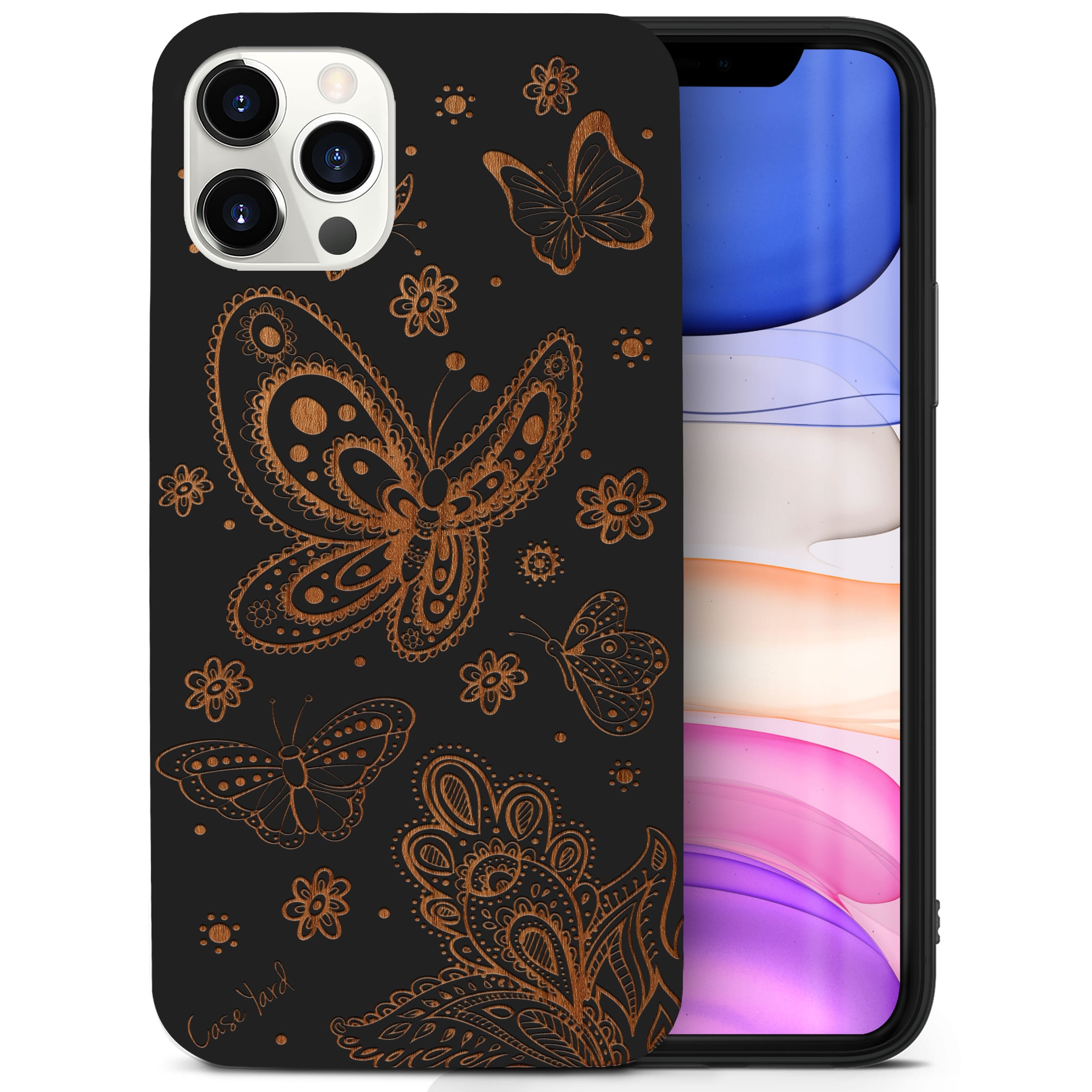 Case Yard Wooden Case For Iphone 12 Pro Max Soft Tpu Silicone Cover Slim Fit Shockproof Wood Protective Phone Cover For Girls Boys Men And Women Supports Wireless Charging Butterflies Design Walmart Com Walmart Com