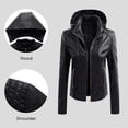 thumbnail image 6 of SONXAHE Women's Fleece Lined Leather Jacket Zip Up Hooded Long Sleeve Outer Coat, 6 of 8