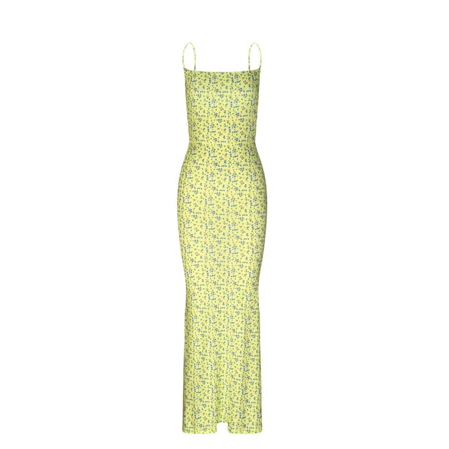 Vestido Largo de Verano Sexy Delgado Suspendente Impreso Falda Maxi sin Espalda, Vestido de Verano Sexy de Moda Y Fluido