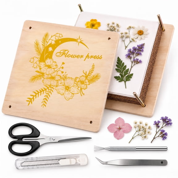 Agesis Flower Press Kit, 11x11 Large Wooden 10-Layer DIY Craft Pressing Kit for Adults, Bouquet Preservation, Dried Floral Art, Gift for Flower Lovers
