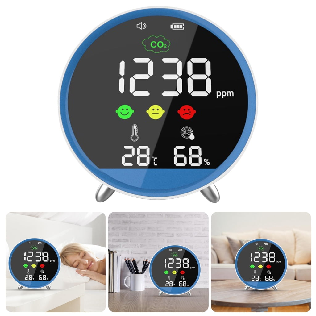 Small Desktop CO2 Detector With Fast Sampling Alerts System Temperature Humidity Tester For Travel Office And Vehicle