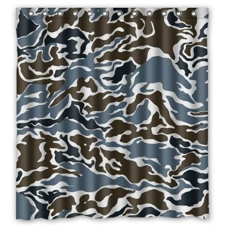 Gray Shower Curtain Fabric HelloDecor Military Army Soldier Uniform Grey And Brown Camos Shower Curtain Polyester Fabric Bathroom Decorative Curtain Size 66x72 Inches ()