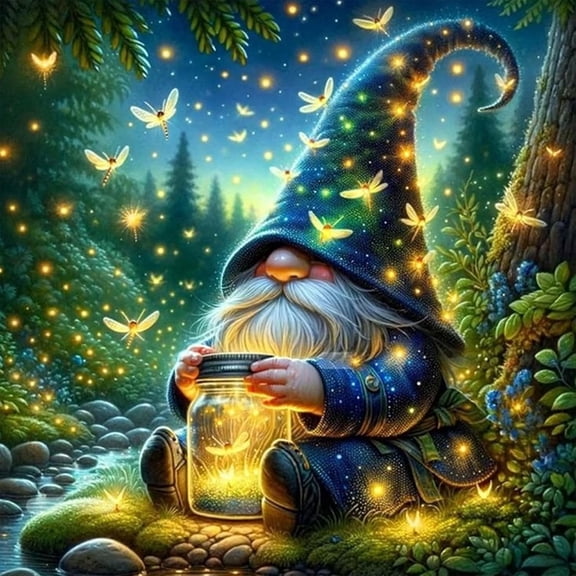 5D Diamond Painting Kits for Adults, Gnome Diamond Art Kits for Beginners, DIY Full Drill Rhinestone Diamond Dots Gem Painting Art Craft Home Decor 12 x12 Inch