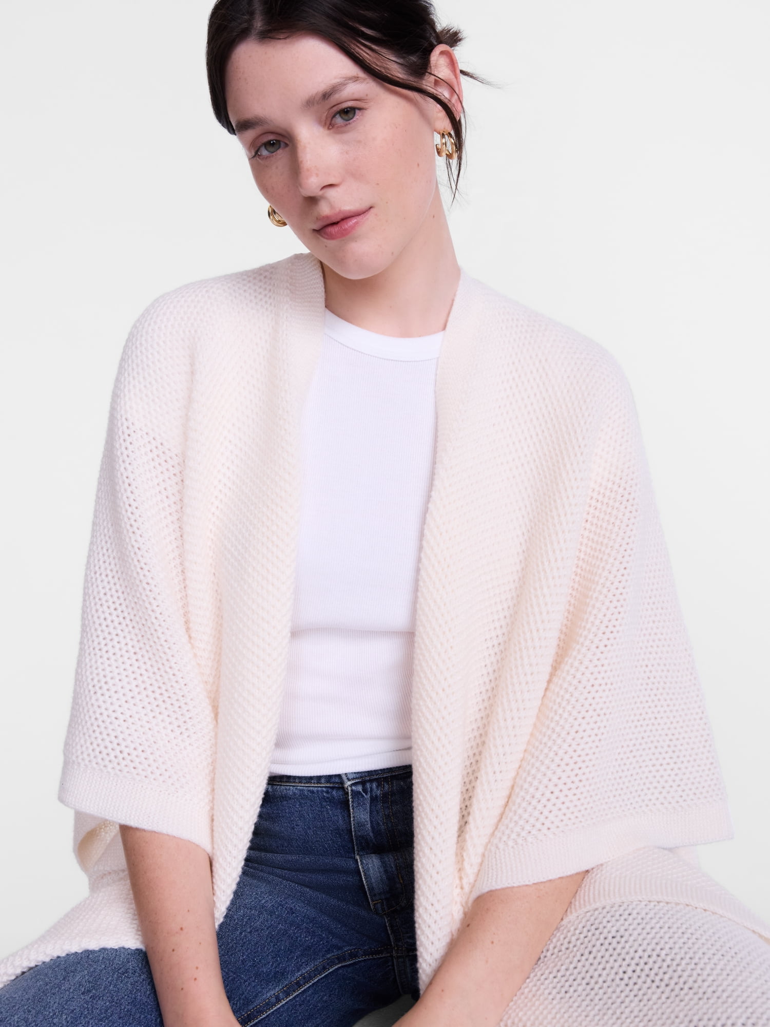Scenario Women's Textured Knit Ruana