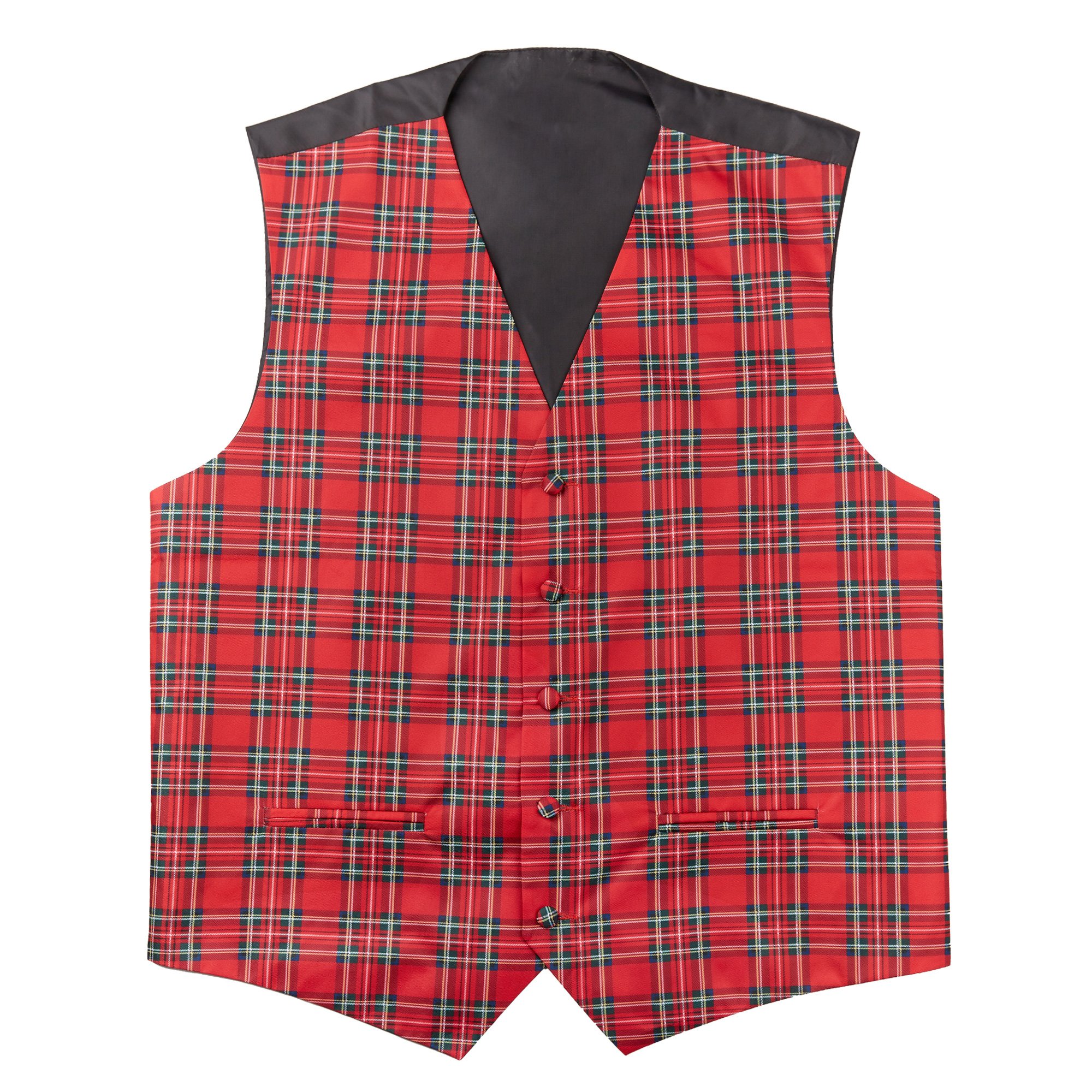 Jacob Alexander Merry Christmas Royal Stewart Red Plaid Men's Vest Clip-On Neck Tie and Adult Face Mask Set - 2XL - image 2 of 8