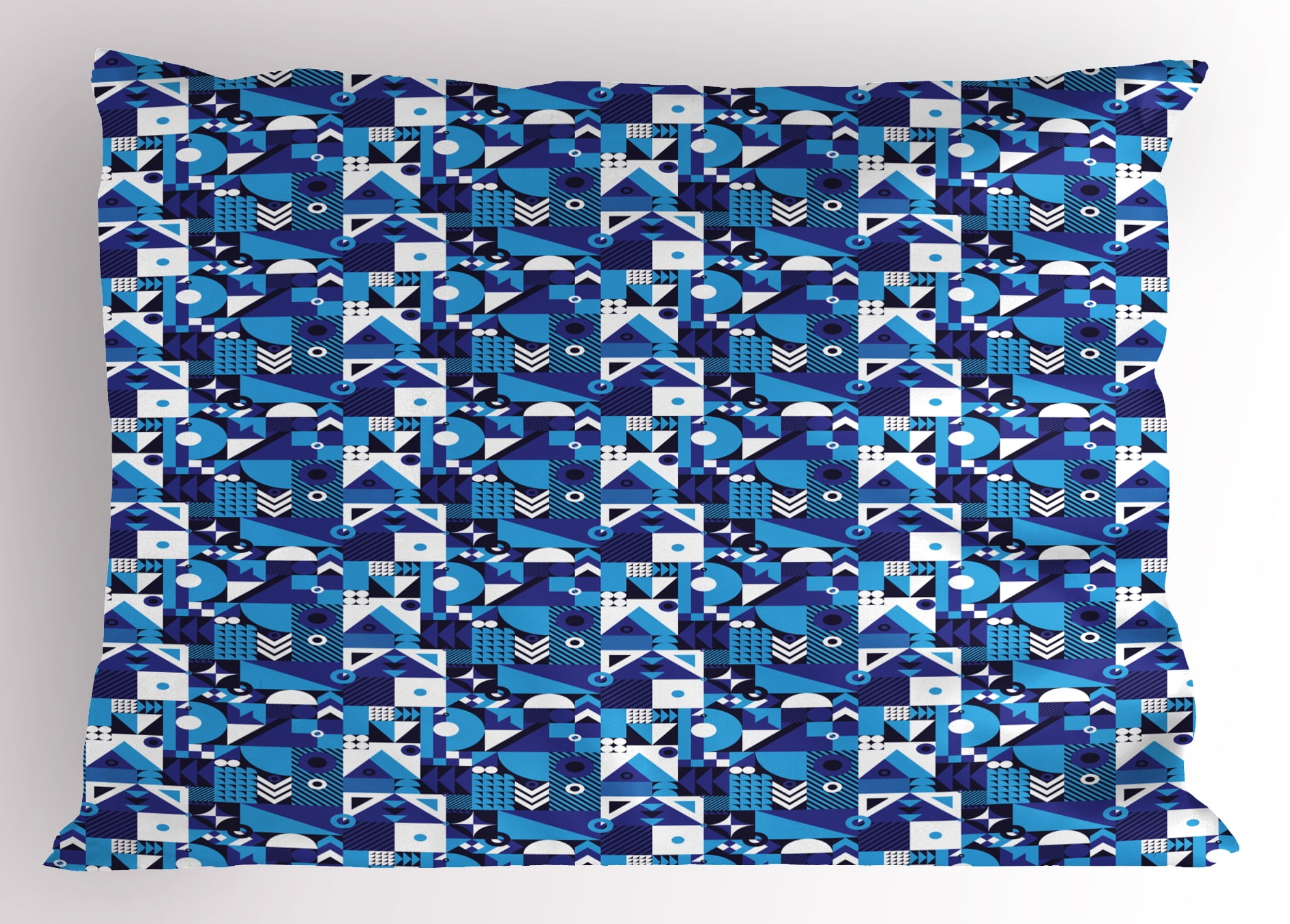 Navy Blue Pillow Sham Contemporary Geometric Mosaic with Rich Modern