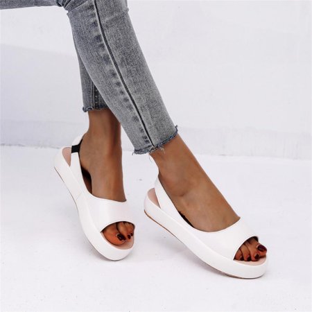 

Tdoqot Women s Flat Sandals- Comfy Casual Summer Round Toe Walking Womens Sandals White Size 8.5