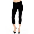 thumbnail image 4 of Cotton Spandex Capri Leggings Below Knee Plain Solid Stretchy Capris Junior Size(S-3X), 4 of 5