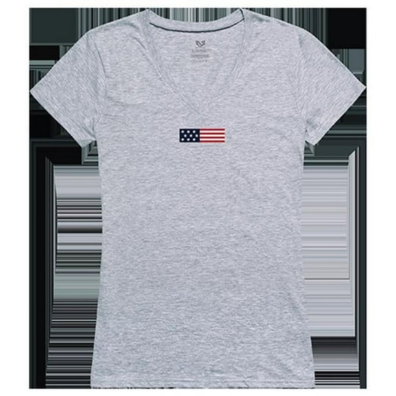 US Flag 1 Graphic V-Neck T-Shirts, Heather Grey - Small