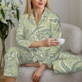 thumbnail image 6 of Pajama Sets for Women 2 Pcs, Flower Paisley Light Green Button Down Long Sleeve Sleepwear Lounge PJ Sets, 6 of 6