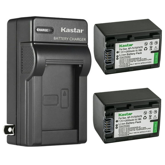 Kastar 2-Pack Battery and AC Wall Charger Replacement for Sony PXW-X70, DCR-PJ5, DCR-SR10, DCR-SR15, DCR-SR20, DCR-SR21, DCR-SR58, DCR-SR68, DCR-SR73, DCR-SR78, DCR-SR83, DCR-SR88, DCR-SX15, DCR-SX20
