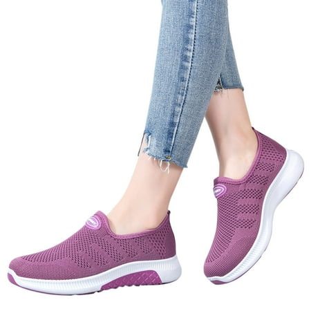 Mepaouo Fashion Slip On Sneakers Memory Foam Running Shoes Lightweight Breathable Walking Shoes