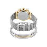 Jones New York Mens Analog Silver Tone Metal Watch and Bracelet Set 42mm