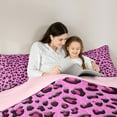thumbnail image 4 of Manfei Pink Leopard Bedding Comforter Set 7pcs,Cheetah Print Queen Bedding Sets,Glitter Print Queen Sheet Sets For Girls Teens,Microfiber Bedroom Decor,Reversible, 4 of 8