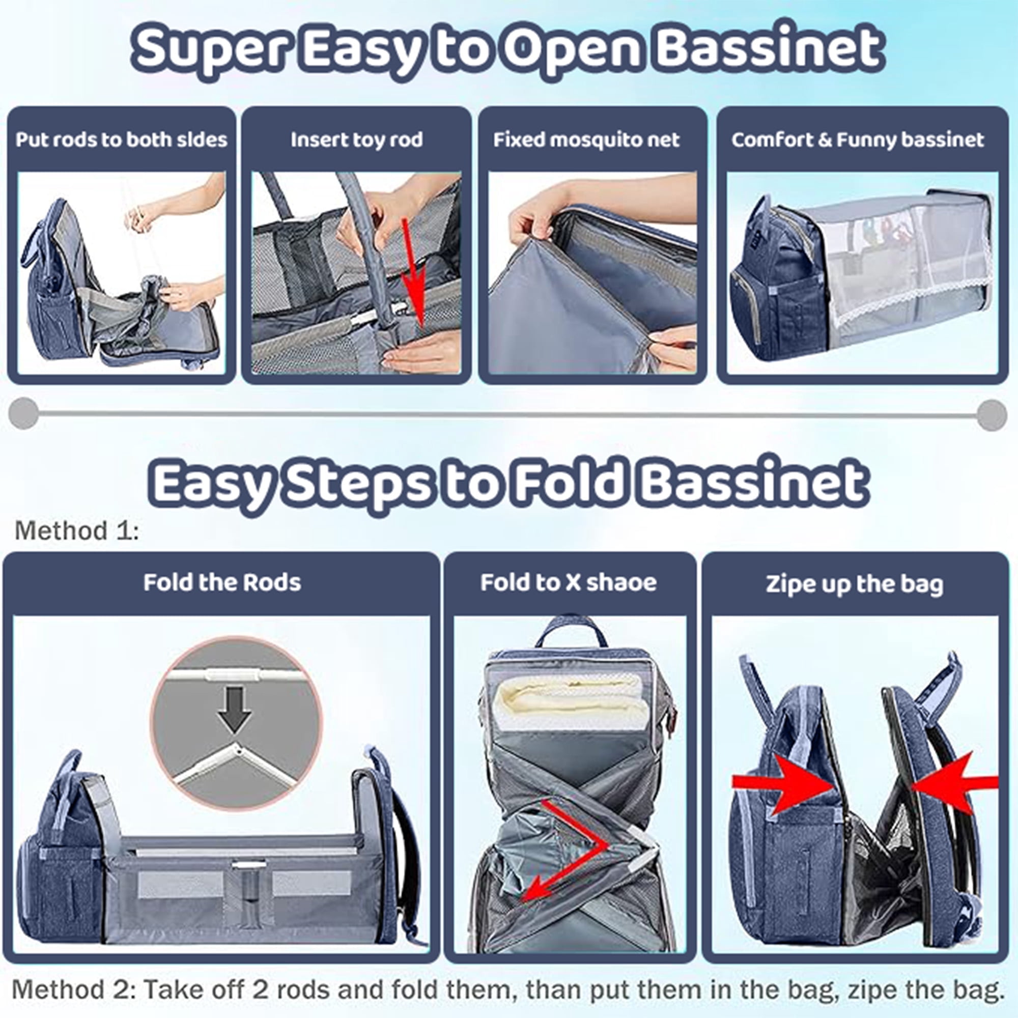 Anoak Baby Diaper Bag Backpack with Changing Station, Large Capacity Baby Bag, Waterproof Travel Backpack with USB Charging Port, Stroller Straps , Baby Shower Gifts