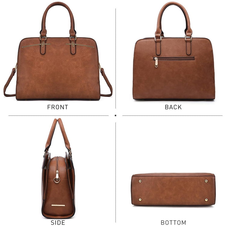 Dasein Vegan Leather Satchel with Clutch, Brown photo 3