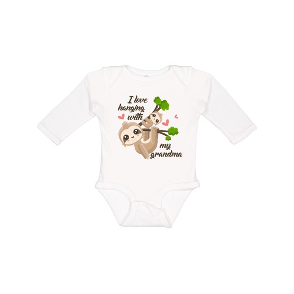 Inktastic Hanging with My Grandma Boys or Girls Long Sleeve Baby Bodysuit