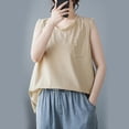 thumbnail image 5 of CYRBOKO Tank Tops for Women, Sleeveless Summer Loose Crew Neck Sport Tops Beige Size L, 5 of 5
