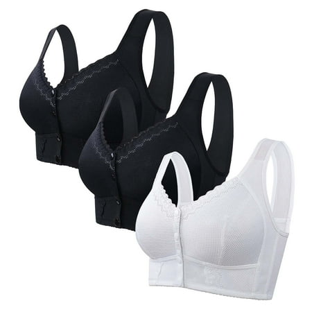Pavied Bras for Women Wireless Bras Moona Bra For Senior Front Closure Breathable Bra For Seniors Wirefree Bras For Older Women Bralettes for Women Lace Bralette clearance sales Black 2 56
