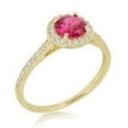 thumbnail image 6 of AVORA 10K Yellow Gold July Birthstone- Ruby with Simulated Diamond CZ Halo Fashion Ring  - Size 6.5, 6 of 6