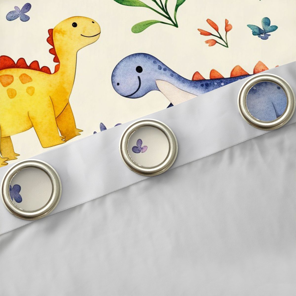 Homewish Ancient Dinosaur Curtains Pack of 2 (42x84 Each),Cartoon Dino Curtains Blackout,Beige Green Bedroom Curtains For Boys Teens,Breathable Home Decor
