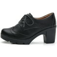 thumbnail image 2 of DADAWEN Closed Toe Platform Chunky Block Black Mid-Heel Pumps for Women Dress Wedding Shoes 8 US, 2 of 6