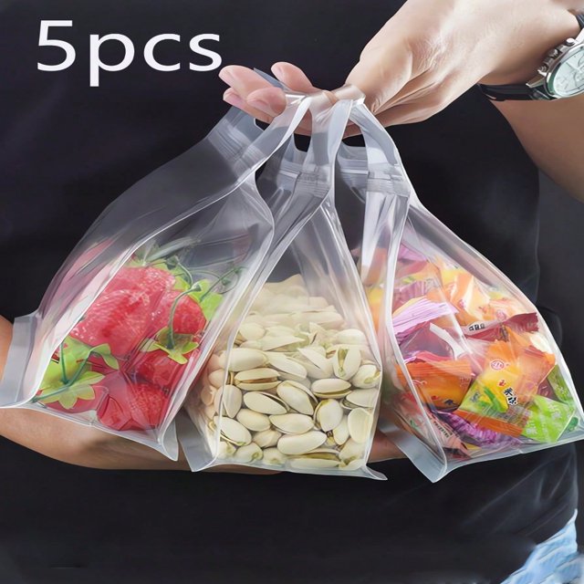 CHUANK 5pcs Reusable Silicone Leakproof Food Storage Bag For Nut Grain Vegetable Fruit And Snack Kitchen Organizer Food Bag Storage Containers For Travel Vacuum Bag Sealing Bag Refr