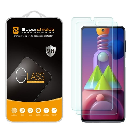 [2-Pack] Supershieldz for Samsung Galaxy M51 Tempered Glass Screen Protector, Anti-Scratch, Anti-Fingerprint, Bubble Free