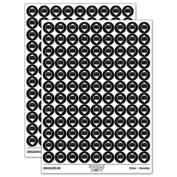 Cute and Delicious Chocolate Covered Strawberry 200  Round Stickers - Black - Gloss Finish - 0.50" Size