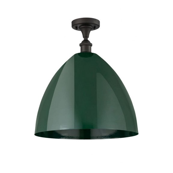 516-1C-OB-MBD-16-GR-Innovations Lighting-Plymouth Dome - 1 Light Semi-Flush Mount In Industrial Style-18.75 Inches Tall and 16 Inches Wide-Oil Rubbed