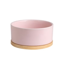 ACDANC 350Ml Heated Cat Bowl Thermal Pet Water Bowl with Wood Base Heating Electric Ceramic Bowl with Thermostatic Control for Dogs Cats Rabbit Ceramic Dog Bowls