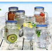Estilo Mason Jar Mugs with Handle and Straws Old Fashioned Drinking Glass Set 6, 16 oz Each