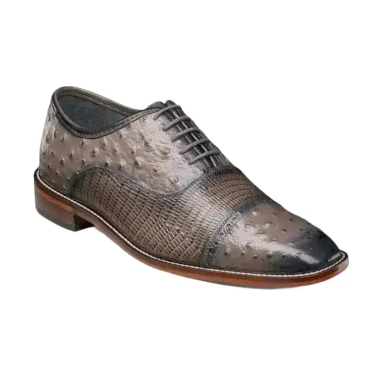 Stacy Adams Rodano Leather sole Lizard Cap Toe Oxford Shoes Tan 25527-240 25527 Stacy Adams Leather Shoes Rodano Ostrich Lizard Print  main image 4