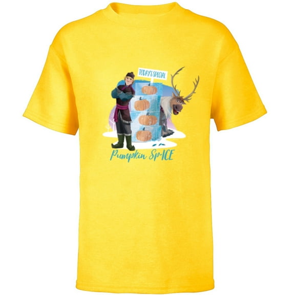 Disney Frozen Sven Kristoff Fall Funny Autumn Pumpkin Sp-ICE - Short Sleeve T-Shirt for Kids - Customized-Yellow