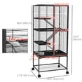 thumbnail image 3 of PawHut 4-Tier Ferret Cage Rolling Small Animal Cage w/ Storage Shelf, Grey, 3 of 10