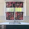 thumbnail image 3 of Pioneer Kitchen Curtains and Valance Set 24 Inch Tier Red Flower Beautiful-01 Curtains Small Drapes for Cafe Living Room Bathroom Farmhouse 3 Pieces Set Rod Pocket, 3 of 6