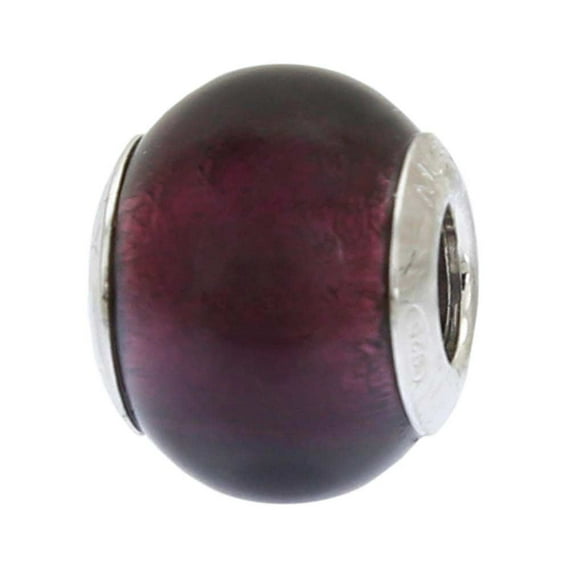 GlassOfVenice Murano Glass Sterling Silver Purple Charm Bead