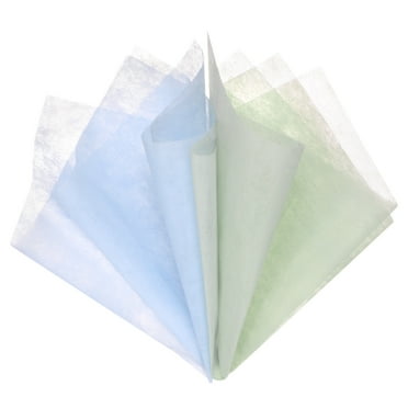 96 Pack Korean Cotton Wrapping Flower Paper - Floral Wrapping Paper (11.8x11.8inches, Green Blue)
