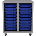 thumbnail image 2 of Mobile Metal Bin Storage Cabinet with 16 plastic tote bins Silver/Blue, 2 of 2