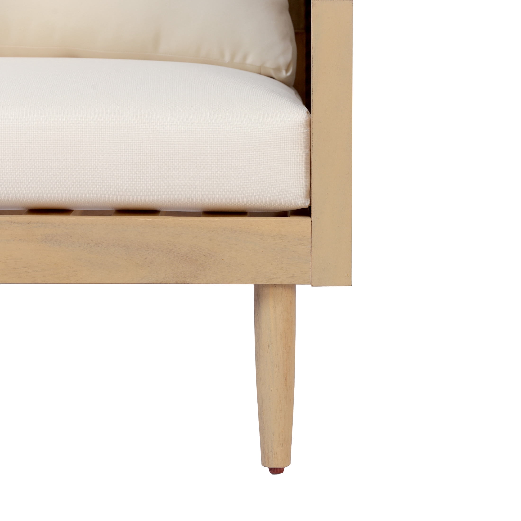 Christopher Knight Home Wood Outdoor Club Chair with  Woven Rattan Armrests and Cushions, Teak+Cream