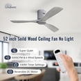 thumbnail image 5 of Sofucor 52" Flush Mount Ceiling Fans with Remote Control, Reverse Airflow, Silver Motorwith 3 Grey Blades, 5 of 8