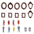 thumbnail image 1 of DIY Mini Museum Shadow Box, Memory Display Kit Only with 10 Brown Mini Frames, 8 Mini Figurines & 2 Lights, Home Decor Gift, 1 of 8