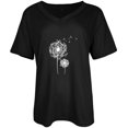 thumbnail image 4 of CLZOUD Womens Summer Shirts Black Womens Print V-neck Tank Tops Short Sleeve Workout Shirts Casual Loose Tees Xxl, 4 of 5
