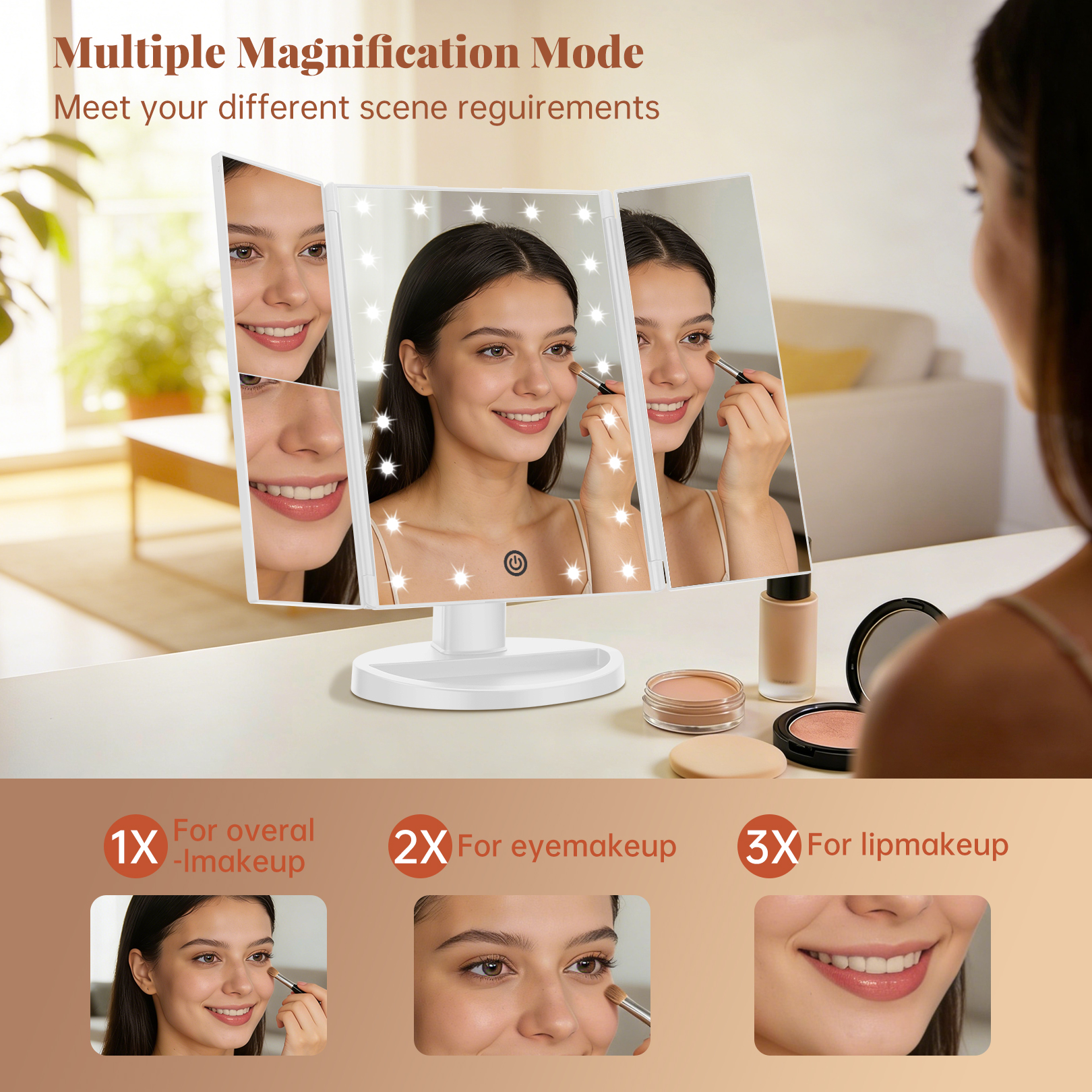 Funtouch Tri-Fold Vanity Mirror with 21 LEDs photo 5