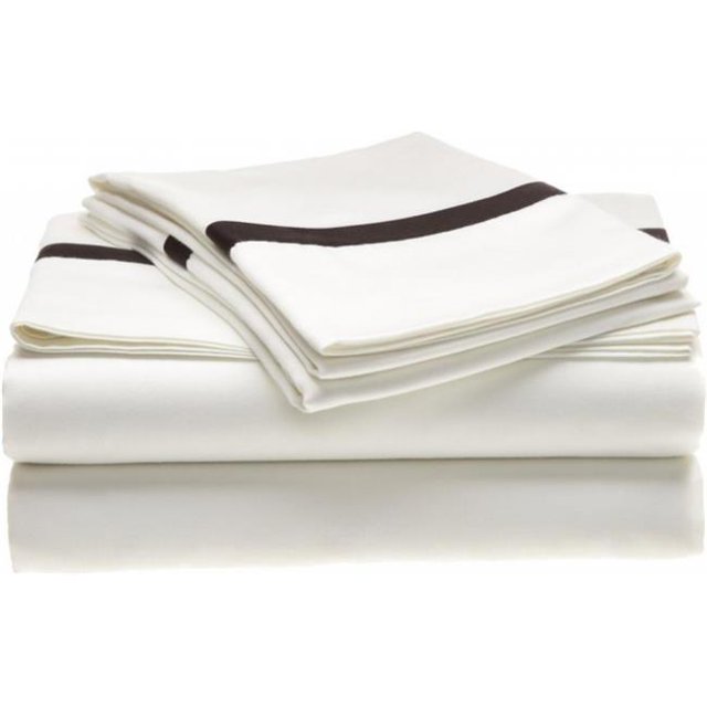 Hotel Collection 300 Thread Count Cotton Sheet Set Full-White/Black